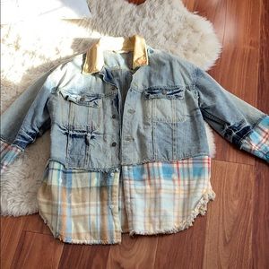 Free people flannel jean jacket